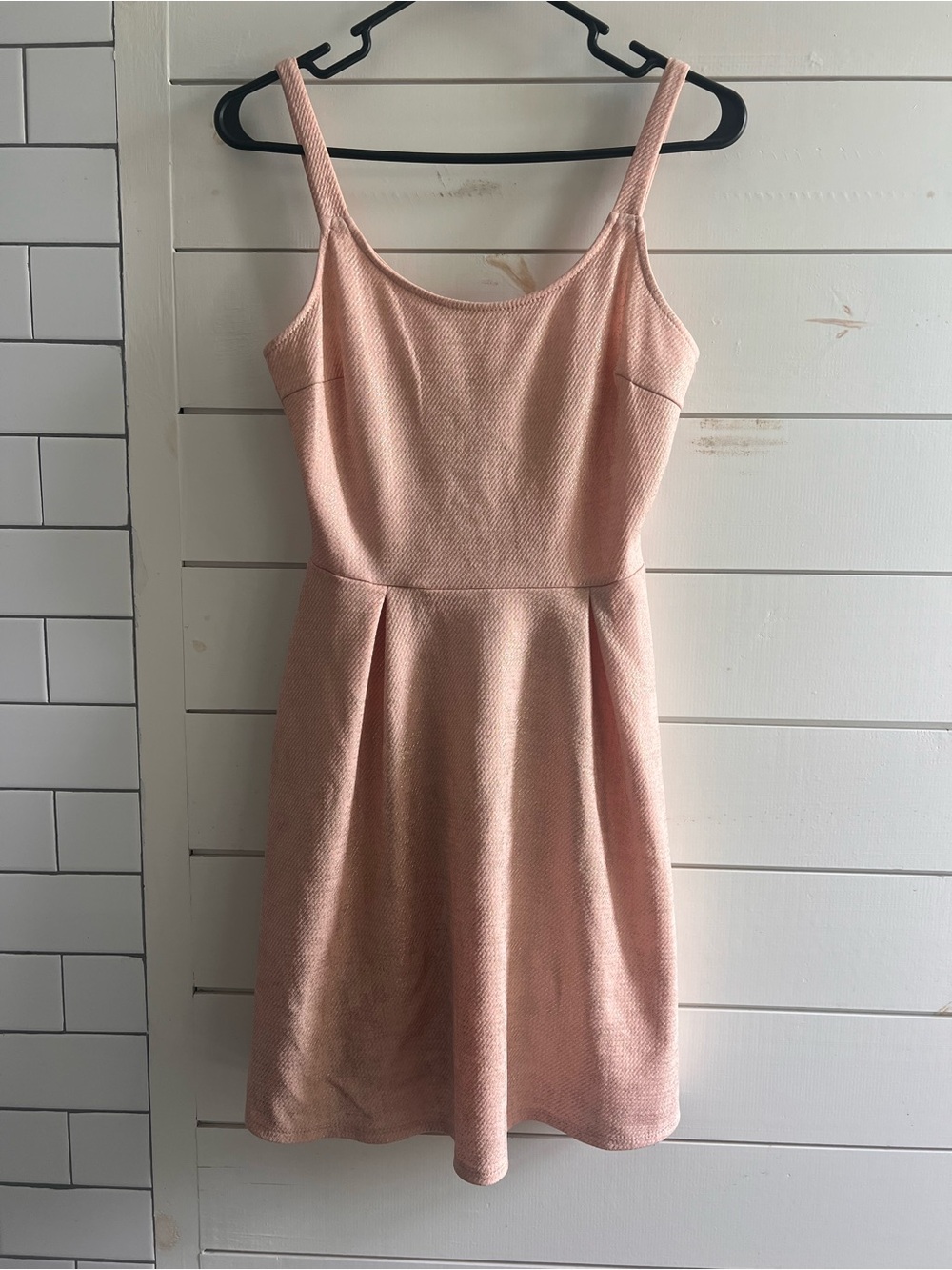 Soprano Blush Pink Textured Sleeveless Mini Dress
